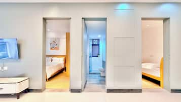 Boutique Apartment, 2 Bedrooms | Premium bedding, blackout curtains, soundproofing, iron/ironing board