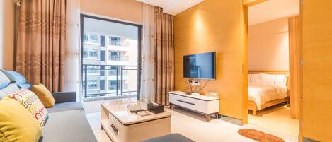 Boutique Apartment, 2 Bedrooms | Premium bedding, blackout drapes, soundproofing, iron/ironing board