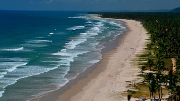 Perto da praia, espreguiçadeiras 