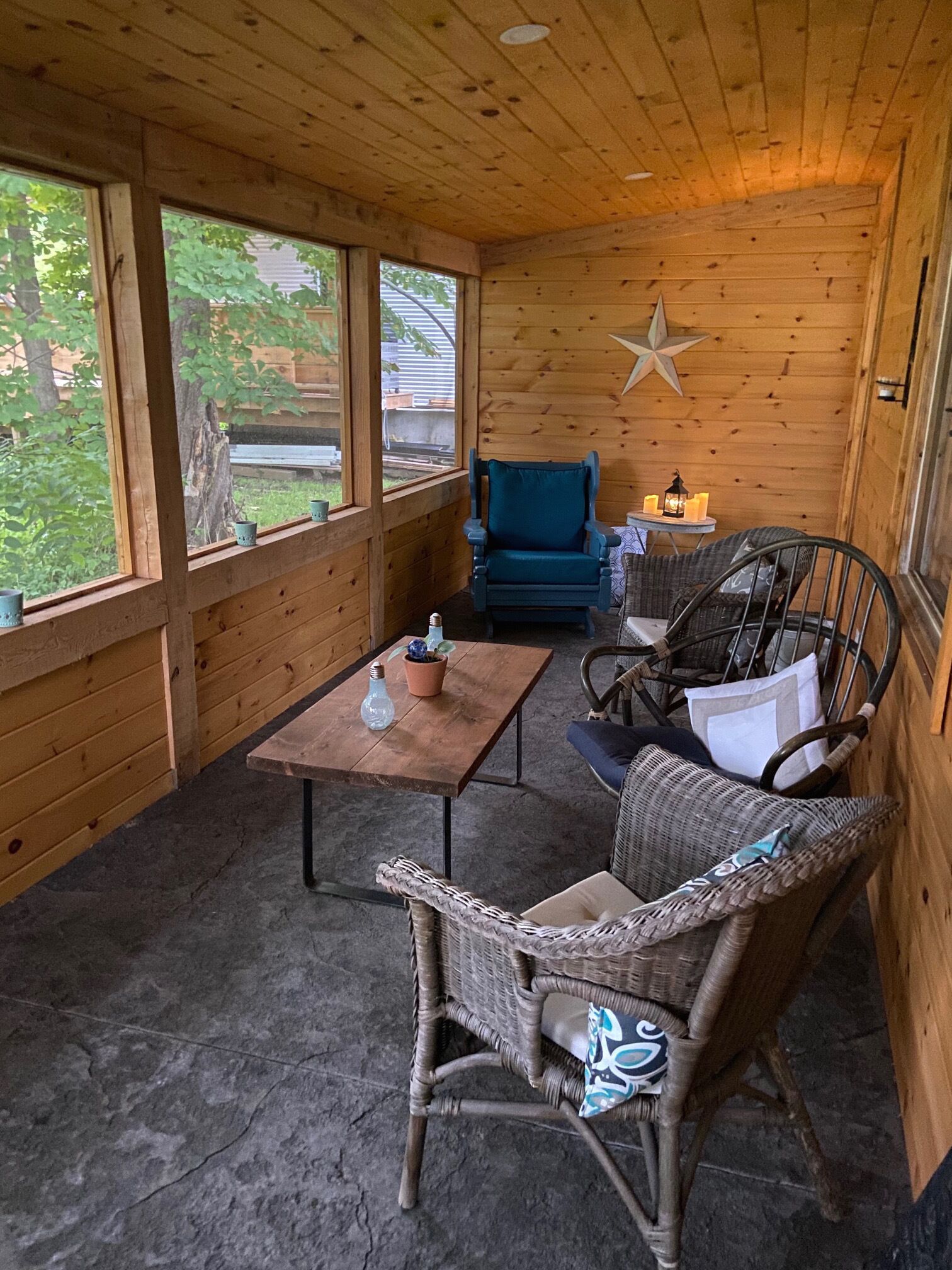 Screened-in porch for enjoying a glass of wine