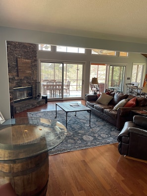 Smart TV, fireplace, DVD player, foosball