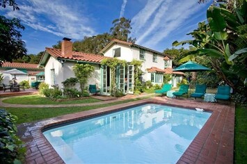 Back of the House with Gardens and Pool with Swim Jet.