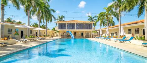 2 outdoor pools, open 7:00 AM to 11:00 PM, free cabanas, pool umbrellas