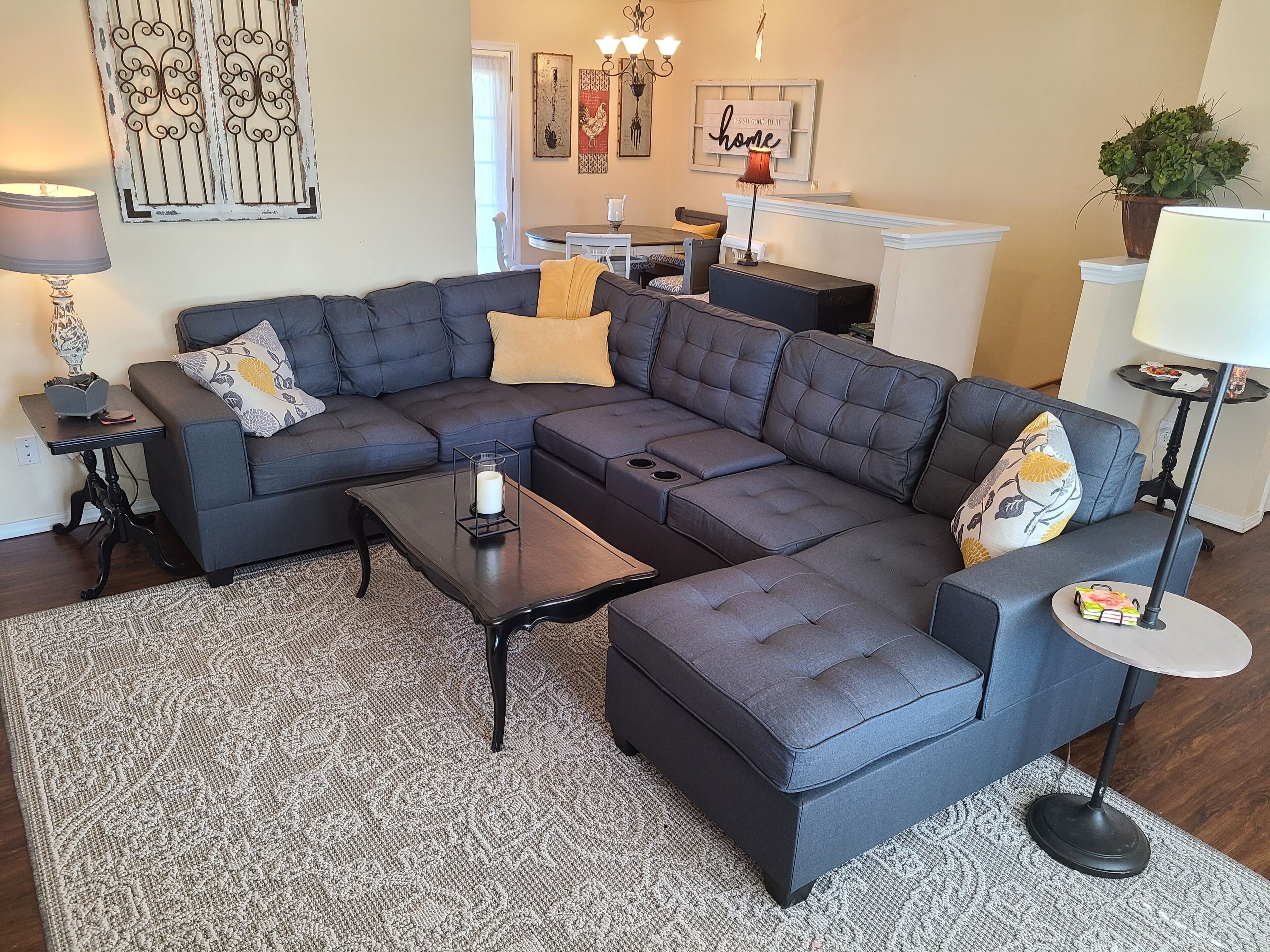 Smart TV, fireplace, DVD player, foosball