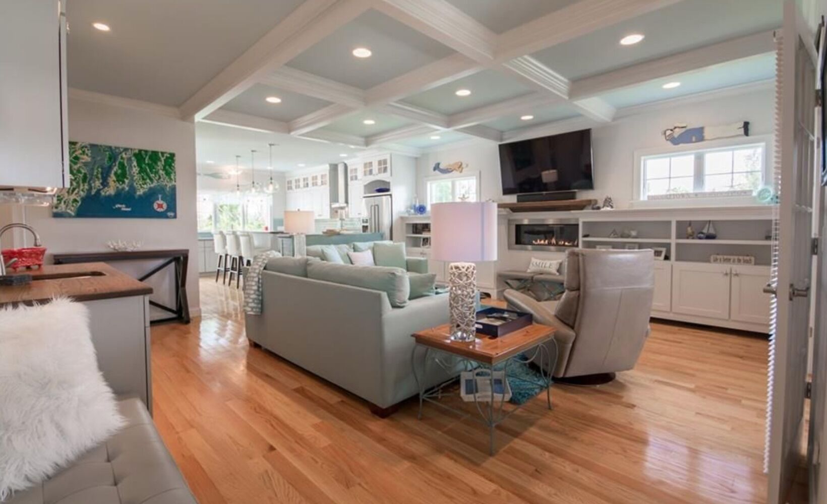 Living room with 60 inch flat screen 