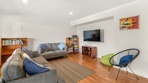 TV, fireplace, video games, books