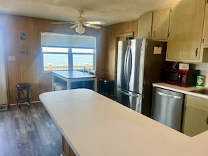 Fridge, microwave, oven, dishwasher