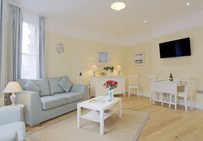 TV connectée, cheminée, lecteur de DVD