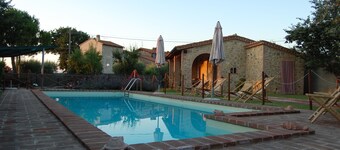 Farmhouse surrounded by the countryside of Umbria, panoramic view of Lake Trasimeno 