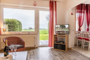 TV, DVD player, stereo