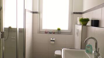 Dusche, Haartrockner, Handtücher