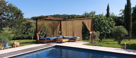 Piscine extérieure, piscine chauffée