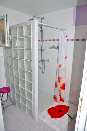 Dusche, Haartrockner, Handtücher