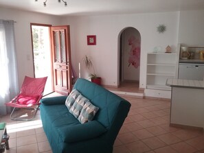 TV, DVD player, table tennis, books