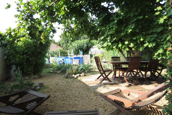Jardin avec mobilier en teck