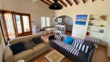 TV, fireplace, DVD player, books