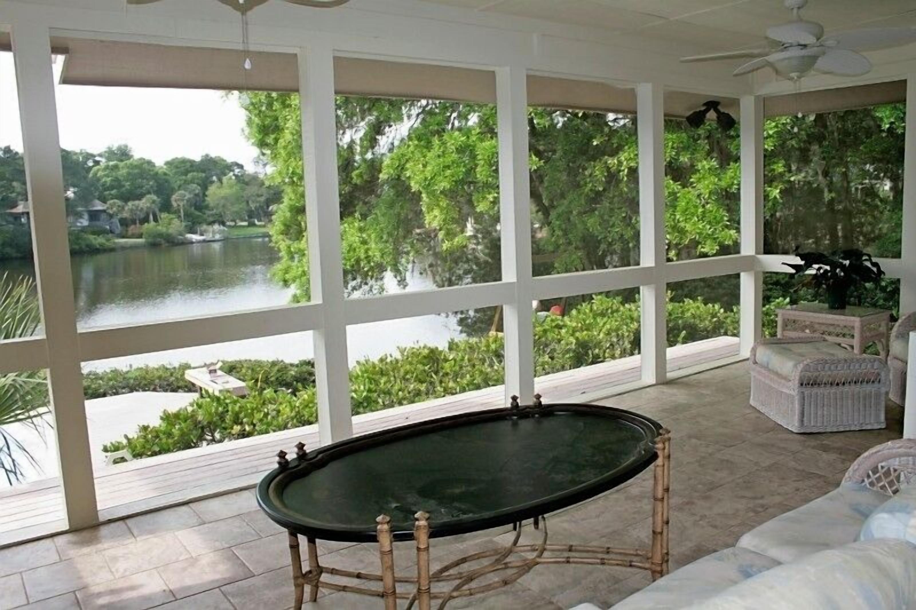 Screen porch with Lagoon view