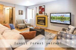 Smart TV, fireplace, video games