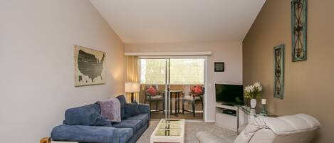 Flat-screen TV, DVD player