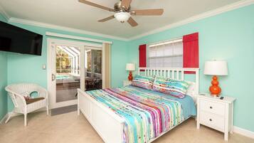 3 bedrooms, desk, iron/ironing board, travel crib