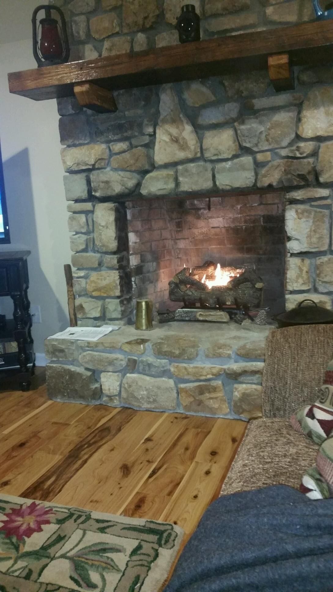 Warm up by the gas logs