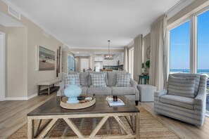 TV - Sit Back and Relax | 🌊 3BR Condo with Gulf Views, Resort Pool, and Balcony (Navarre)