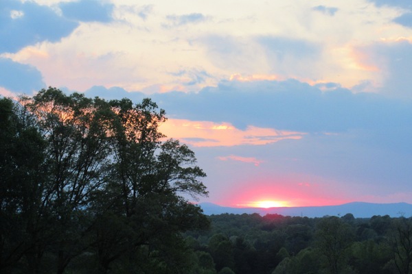 Sunset over the Blue Ridge Mountains.