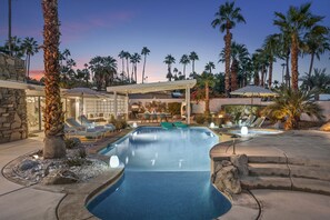 A heated pool, a waterfall pool