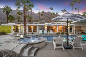 A heated pool, a waterfall pool