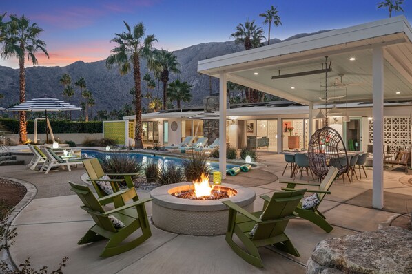 A heated pool, a waterfall pool