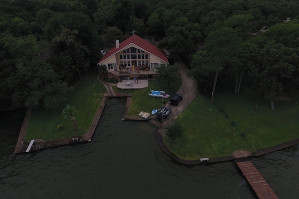 Aerial view of Boat Ramp. Guest house rental is on backside of main house