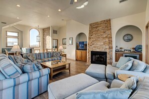 LCD TV, fireplace, DVD player, stereo - The Lodge | Oceanfront | Private Pool, Hot Tub | Nags Head (Nags Head)