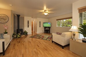 TV, fireplace, DVD player