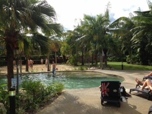 Indoor pool, outdoor pool, pool loungers