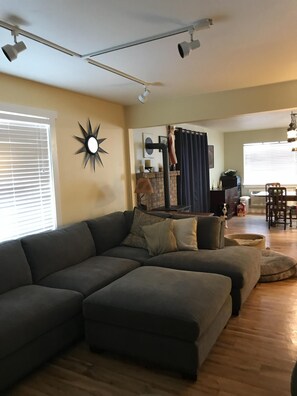 Smart TV, DVD player, video library, stereo