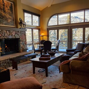 スマートテレビ、暖炉、DVD プレーヤー、書庫