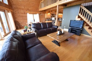 Smart TV, fireplace, DVD player, books