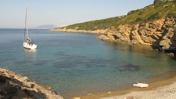 Plage à proximité, chaises longues, serviettes de plage