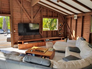 Smart TV, video games, DVD player, table tennis