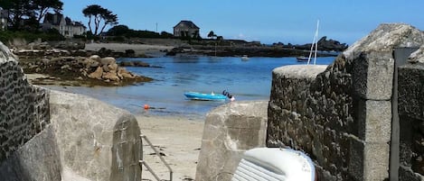 Plage, chaises longues
