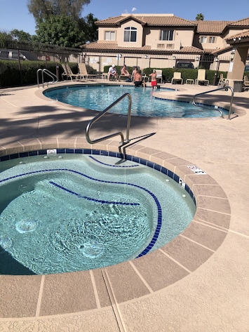 Relax in the heated spa