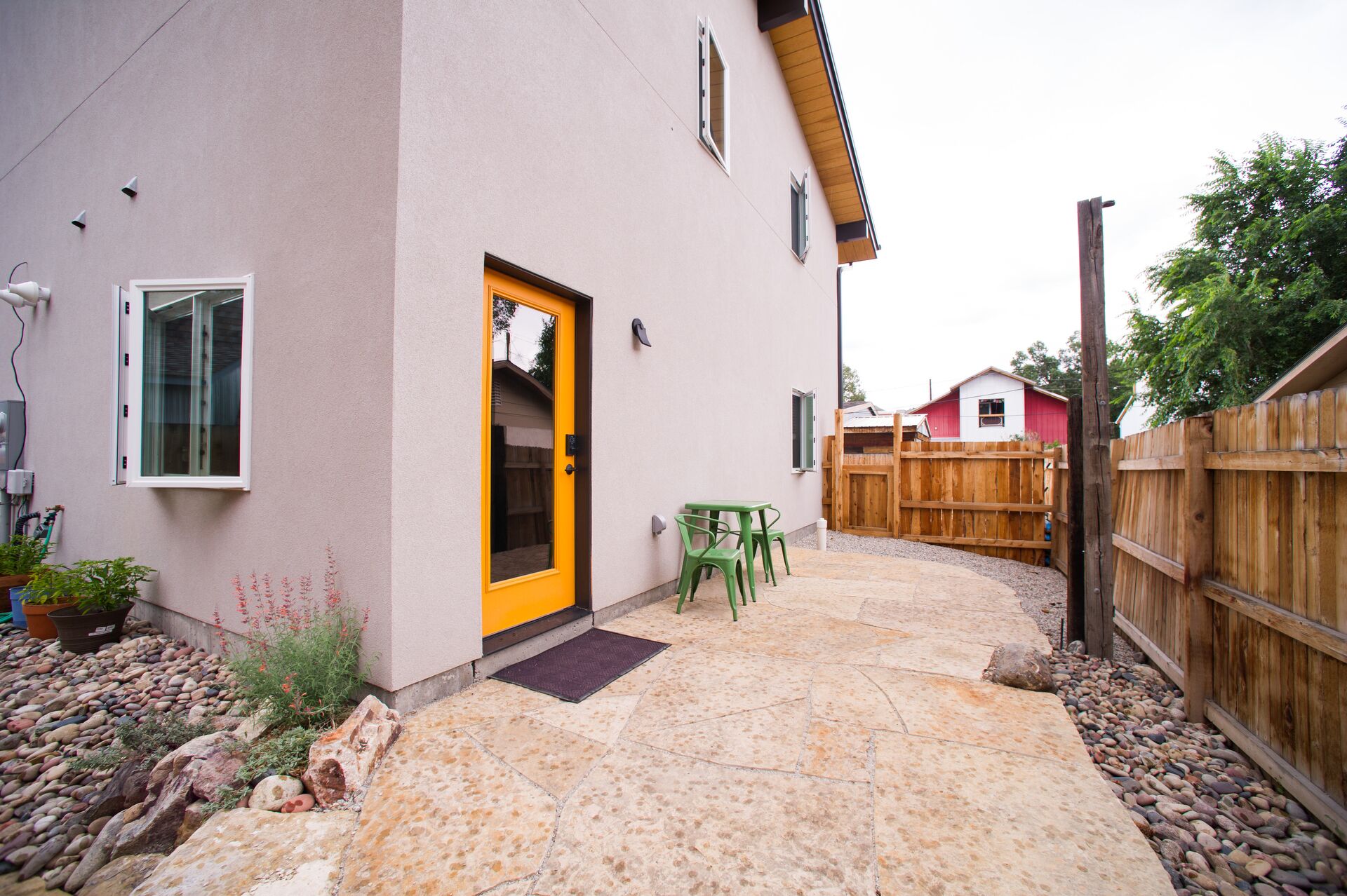 In Salida, a Modern Ground Floor Suite. Private, custom flagstone patio & yard. 