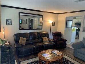 TV, caminetto, lettore DVD, impianto stereo