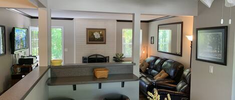 TV, fireplace, DVD player, stereo