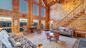Smart TV, fireplace, DVD player, foosball