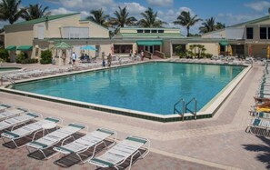 Outdoor pool, a heated pool - Ocean Village Vacation Rental, Golf view. Short walking distance to the beach.  (Hutchinson Island)