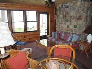 TV connectée, cheminée, lecteur de DVD, livres