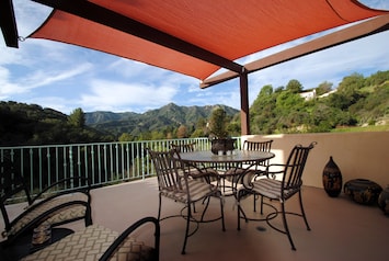 Private adjoining patio with glorious view of Saddleback Ridge