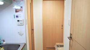 Twin Room | Private kitchen | Fridge, microwave - City Street Inn 807 PH104 (Osaka)