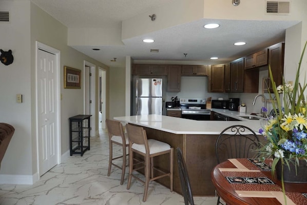 Condo, 3 Bedrooms | Private kitchen | Fridge, coffee/tea maker
